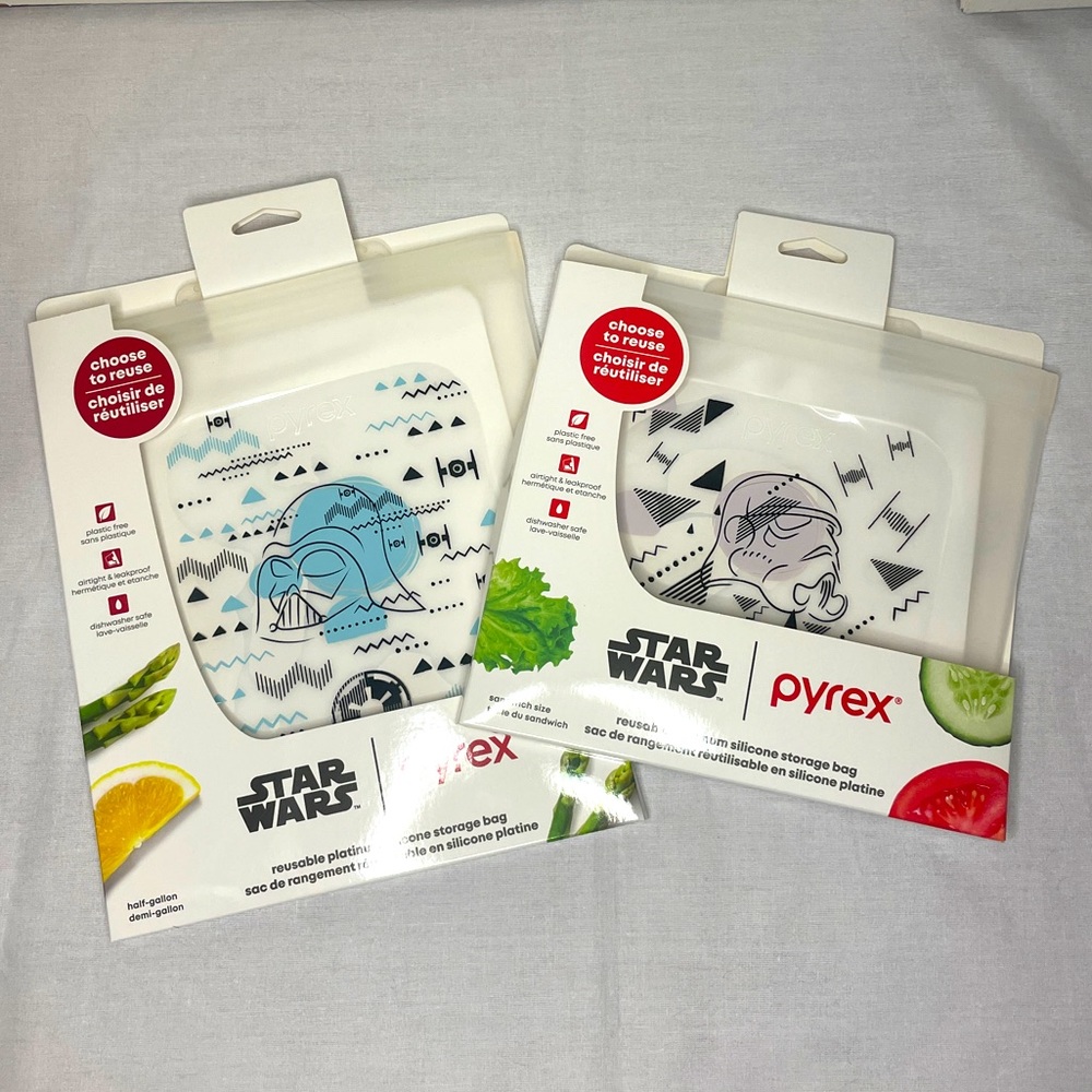 Disney Star Wars Pyrex Silicone Half Gallon & Sandwich Size Storage Bags